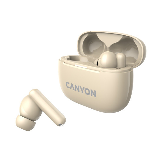 Безжични слушалки CANYON OnGo TWS-10, TWS, ANC, ENC, Beige