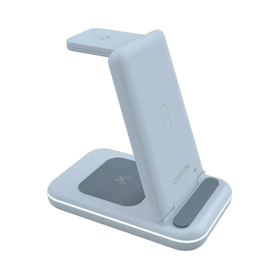 Безжично зарядно CANYON WS-304, 15W, 3 в 1, Blue