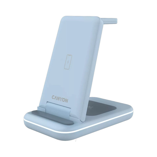 Безжично зарядно CANYON WS-304, 15W, 3 в 1, Blue