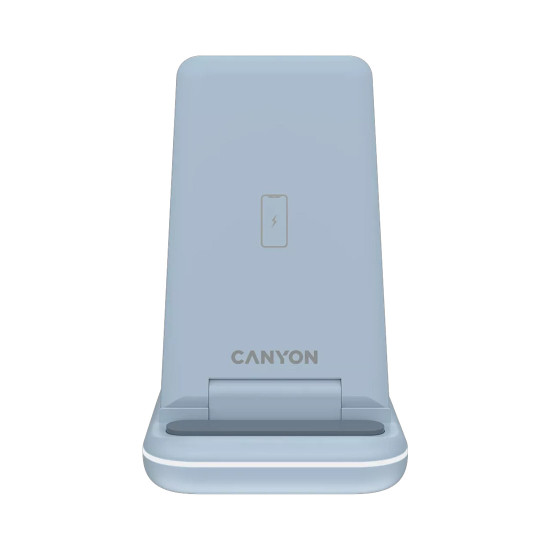 Безжично зарядно CANYON WS-304, 15W, 3 в 1, Blue