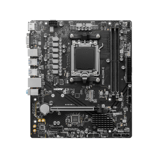 Дънна платка MSI PRO A620M-E, mATX, Socket AM5, Dual Channel DDR5 , 1x PCIe x16 