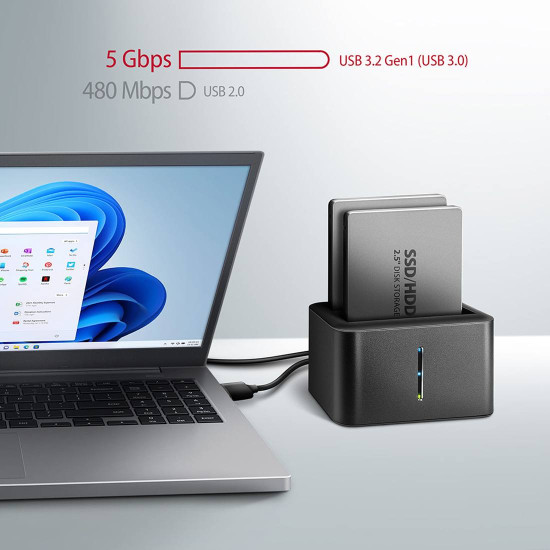 HDD докинг станция AXAGON ADSA-D25 SuperSpeed, USB 3.2, 2.5 инча HDD / SSD, MINI