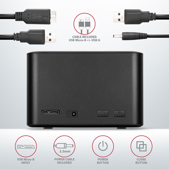 HDD докинг станция AXAGON ADSA-D25 SuperSpeed, USB 3.2, 2.5 инча HDD / SSD, MINI