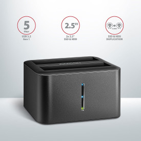 HDD докинг станция AXAGON ADSA-D25 SuperSpeed, USB 3.2, 2.5 инча HDD / SSD, MINI