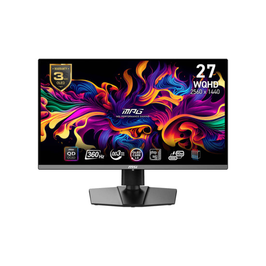 Монитор MSI MPG 271QRX QD OLED, 27 инча, QD-OLED, 2560x1440, 360Hz, 0.03ms GTG, HDR True Black 400, AMD FreeSync Premium Pro, HDMI 2.1, USB Type-C