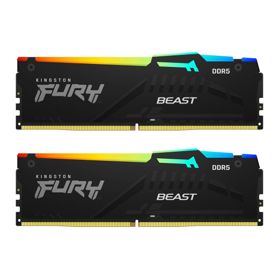 RAM памет Kingston FURY Beast, 32GB, 2x16GB, DDR5, 5200MT/s, CL40, DIMM, XMP 3.0, Intel/AMD Ready, Kit of 2