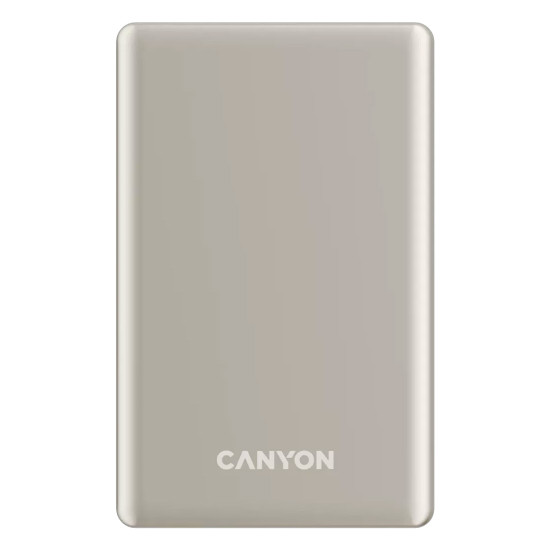 Външна батерия Canyon OnPower 505 Slim, USB-C Power Bank, 5000mAh, PD 20W, MagSafe, Beige