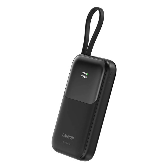 Външна батерия Canyon USB-C Power Bank, 10000mAh, QC 3.0, PD 22.5W, Black