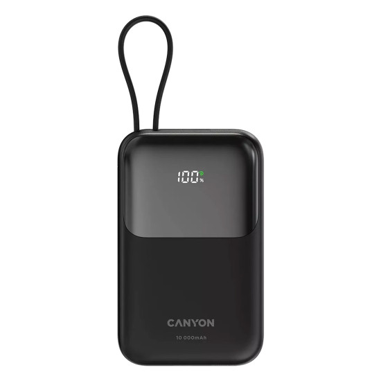 Външна батерия Canyon USB-C Power Bank, 10000mAh, QC 3.0, PD 22.5W, Black