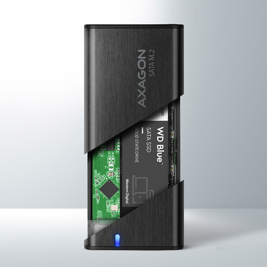 Външна кутия за диск AXAGON EEM2-SBC SuperSpeed+, USB-C, M.2 SATA SSD