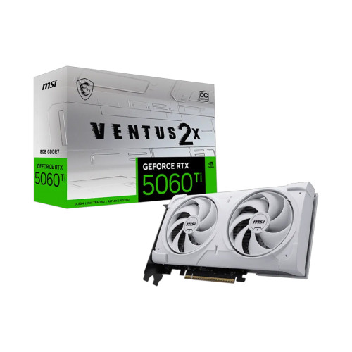 Видеокарта MSI GeForce RTX 5060 Ti 8GB VENTUS 2X OC WHITE PLUS, GDDR7, PCIe 5.0, 2617 MHz Boost, Dual Fan