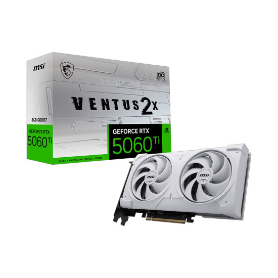 Видеокарта MSI GeForce RTX 5060 Ti 8GB VENTUS 2X OC WHITE PLUS, GDDR7, PCIe 5.0, 2617 MHz Boost, Dual Fan