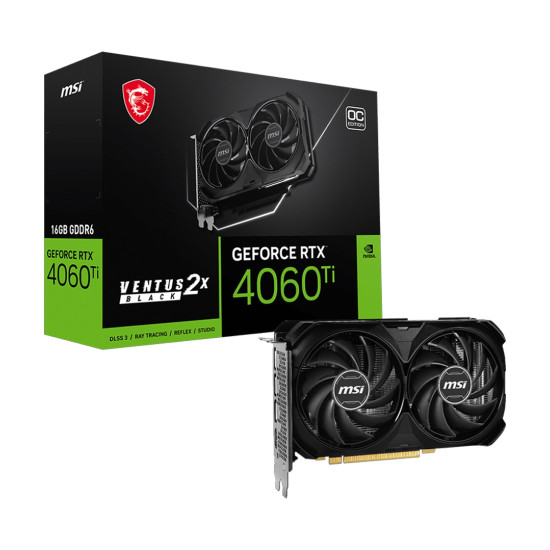 Видеокарта MSI GeForce RTX4060 Ti VENTUS 2X BLACK, 16GB OC