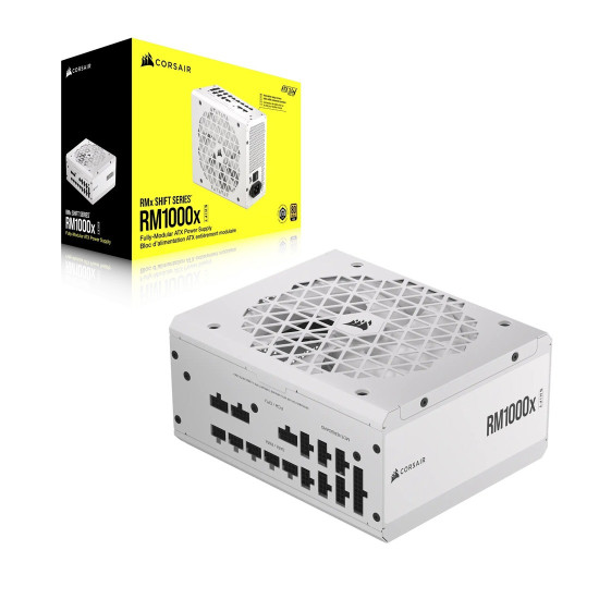 Захранване CORSAIR RMx Shift White Series, RM1000x Shift White, 1000W, 80 PLUS GOLD, Fully Modular