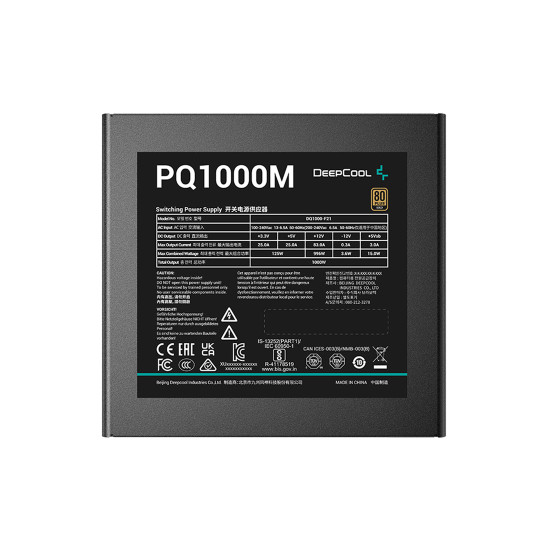 Захранване DeepCool PQ1000M, 1000W, 80 Plus GOLD, Fully Modular