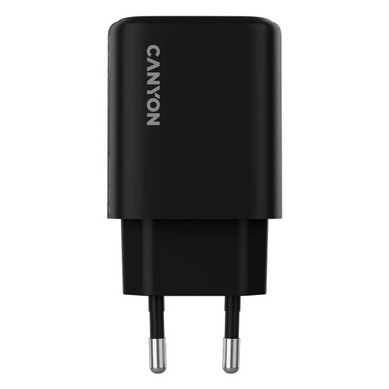 Зарядно CANYON OnCharge 250, 25W, 1xPD, 1xQC, EU, Black