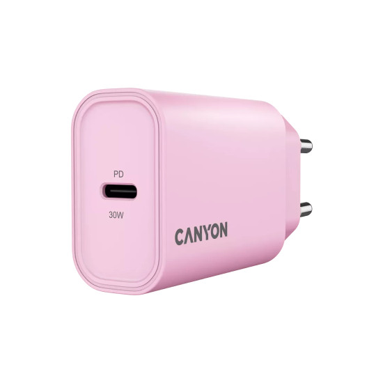 Зарядно Canyon OnCharge 30CL, PD, 30W, USB-C x 1, EU стандарт, Pink