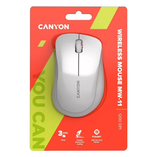 Безжична мишка CANYON  MW-11, White Grey