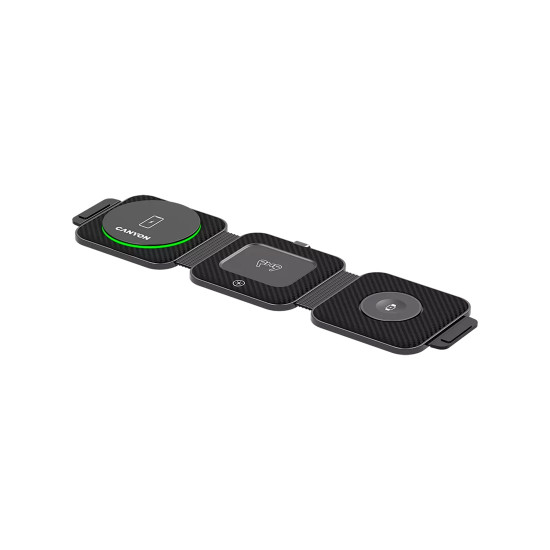 Безжично зарядно CANYON WS-305, 15W, Qi, 3 в 1, сгъваемо, Black