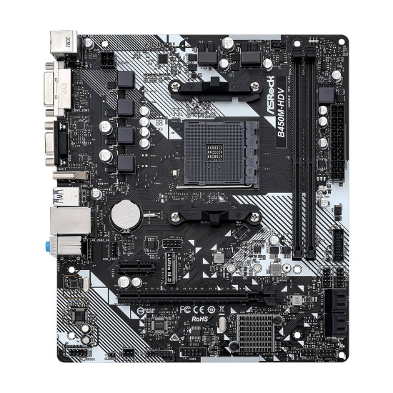 Дънна платка ASRock B450M-HDV R4.0, Socket AM4, 2x DDR4, 1x PCIe 3.0 x16