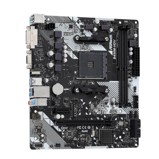 Дънна платка ASRock B450M-HDV R4.0, Socket AM4, 2x DDR4, 1x PCIe 3.0 x16