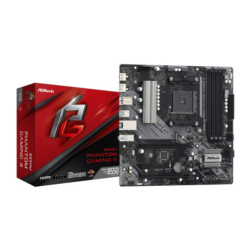 Дънна платка ASRock B550M Phantom Gaming 4, mATX, Socket AM4, B550, 4x DDR4, 1x PCIe 4.0 x16