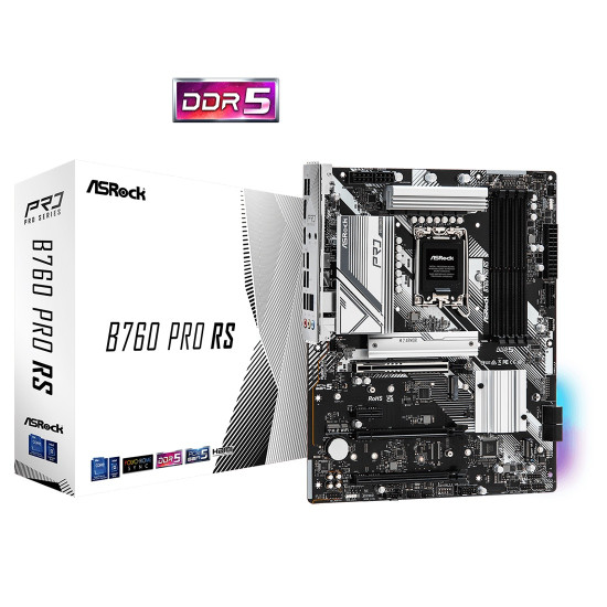 Дънна платка ASRock B760 Pro RS, ATX, LGA1700, 2x DDR5, 4x SATA3