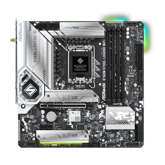 Дънна платка ASRock B760M Steel Legend, micro ATX, Socket LGA1700, 4x DDR5, 1x PCIe 5.0 x16