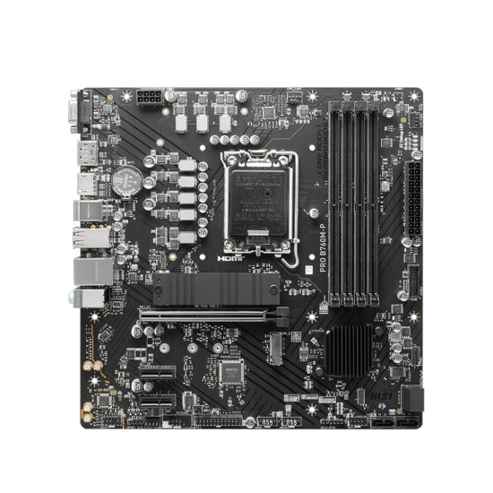 Дънна платка MSI PRO B760M-P, mATX, LGA 1700, Dual Channel DDR5, 1x PCIe x16