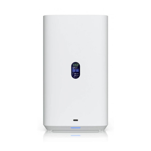 NAS устройство Ubiquiti UniFi UNAS-4-W-EU, 4 гнезда за 2.5/3.5 инча HDD, 2 x M.2 NVMe SSD кеш слота, 2.5 GbE, USB-C, включен PoE+++ адаптер