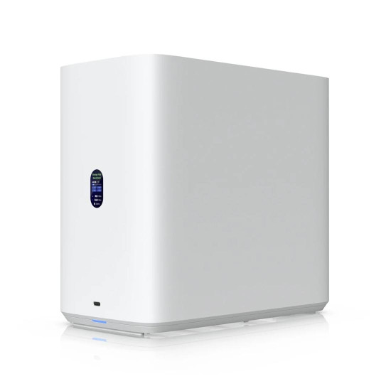 NAS устройство Ubiquiti UniFi UNAS-4-W-EU, 4 гнезда за 2.5/3.5 инча HDD, 2 x M.2 NVMe SSD кеш слота, 2.5 GbE, USB-C, включен PoE+++ адаптер