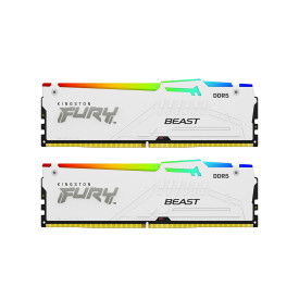 RAM памет Kingston FURY Beast KF552C36BWEAK2-64, 64GB, 2x32GB, DDR5, 5200MHz, CL36, 288-Pin DIMM, 1.25V, RGB, White, EXPO, Kit of 2