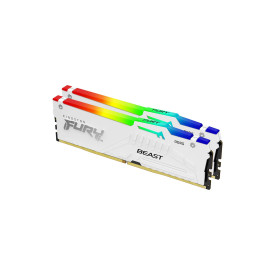 RAM памет Kingston FURY Beast KF552C36BWEAK2-64, 64GB, 2x32GB, DDR5, 5200MHz, CL36, 288-Pin DIMM, 1.25V, RGB, White, EXPO, Kit of 2