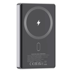 Външна батерия Canyon OnPower 510 Slim, USB-C Power Bank, 10000mAh, PD 20W, MagSafe, Dark Grey