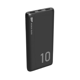 Външна батерия Silicon Power GP15, 10000mAh, Dual USB-A, Micro-USB & USB-C вход, Li-Polymer, Black