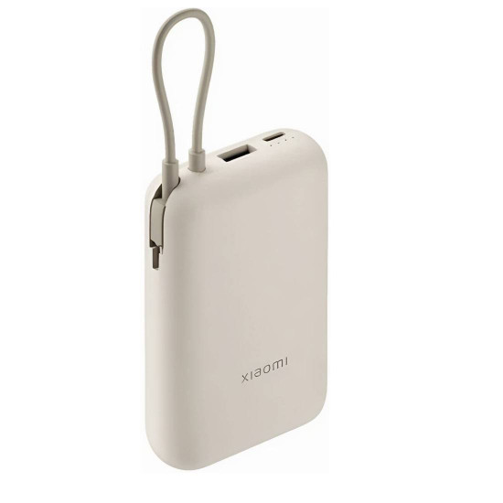 Външна батерия Xiaomi, 10000 mAh, вграден кабел, GL, Tan