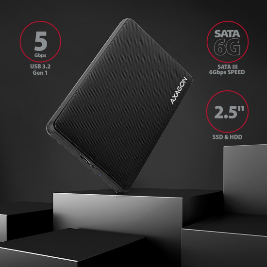 Външна кутия за диск AXAGON EE25-SL SuperSpeed, USB-B, 2.5 инча HDD/SSD