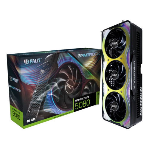 Видеокарта PALIT GeForce RTX 5080 GameRock, 16GB GDDR7, 256-bit, 1x HDMI 2.1b, 3x DP 2.1b
