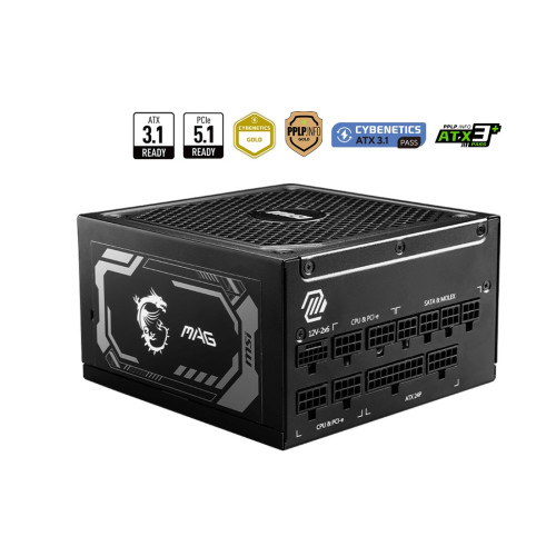 Захранване MSI MAG A1250GL PCIE5, 1250W, 80 PLUS Gold, Fully Modular