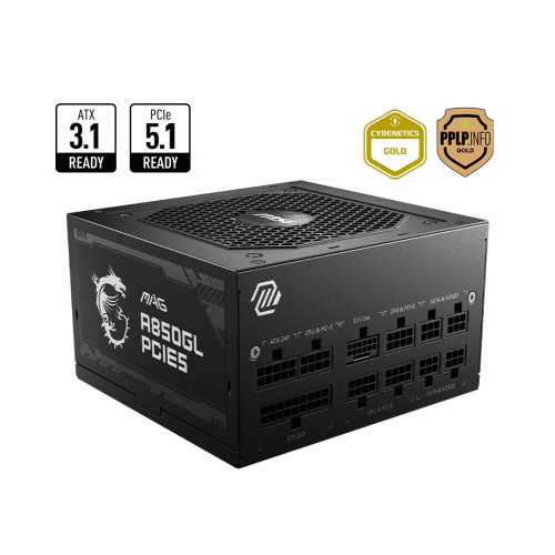 Захранване MSI MAG A850GL PCIE5, 850W, 80 Plus Gold, Fully Modular
