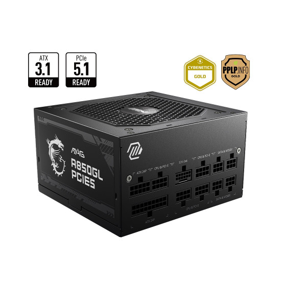 Захранване MSI MAG A850GL PCIE5, 850W, 80 Plus Gold, Fully Modular