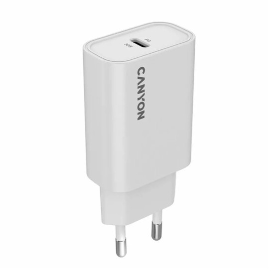 Зарядно Canyon OnCharge 30CL, PD, 30W, USB-C x 1, EU стандарт, White