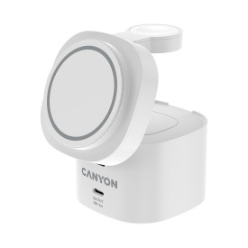 Безжично зарядно Canyon 4 в 1, до 30 W, 70 x 70 x 70.3 mm, 414 g, с 65 W зарядно устройство и 1 m кабел, White