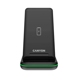 Безжично зарядно CANYON WS-304, 15W, 3 в 1, Black