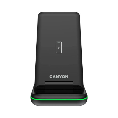 Безжично зарядно CANYON WS-304, 15W, 3 в 1, Black