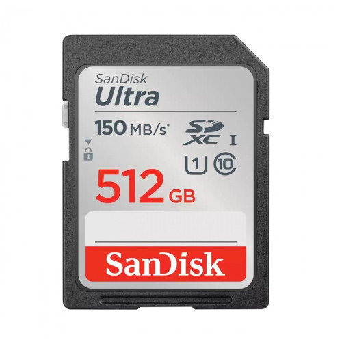 Карта памет SanDisk Ultra 512GB, SDXC, UHS-I, Class 10, до 100MB/s + Adapter