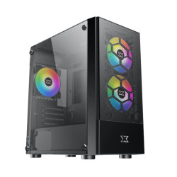Кутия за компютър Xigmatek Oreo Black EN47758, M-ATX, USB3.0x1 + USB2.0x2, Meshed Grill FP, Left TG, 3PCS X24F Fixed RGB Fan