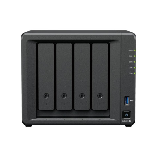 NAS устройство Synology DiskStation DS425+, Tower, 4 гнезда за 3.5 инча SATA HDD/SSD, 2 GB, 4 ядра
