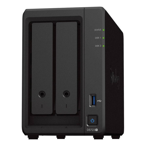 NAS устройство Synology DS723+, 2-bay, AMD Ryzen R1600, 2GB RAM, 2x 1GbE RJ-45, 1x USB 3.2