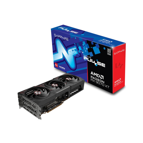 Видеокарта SAPPHIRE PULSE AMD Radeon RX 9070 XT GAMING, 16GB GDDR6, 256-bit, 2xHDMI, 2xDP